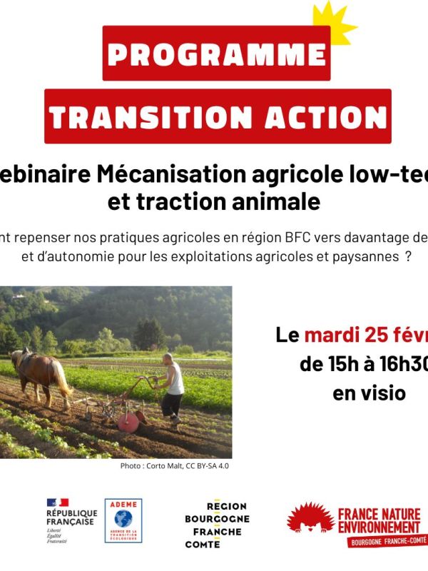 Webinaire “Mécanisation agricole low-tech & traction&nbsp;animale”